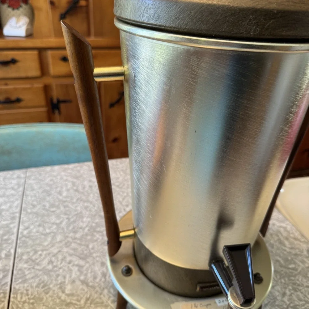 Vintage Coffee MCM Atomic‎ Bullet Space Age Rocket Percolator W/Stand Tricolator